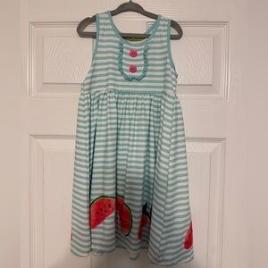 Striped Mint Green Watermelon Print Girls' Sundress